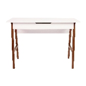 Home Office Writing Computer Desk with Drawer - Table Desk for Writing and Work, White/Walnut, GC-MBLK60-WH-WAL-GG