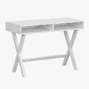 Home Office Writing Computer Desk with Open Storage Compartments - Bedroom Desk for Writing and Work, White, GC-MBLK61-WH-GG