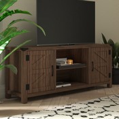Ayrith Modern Farmhouse Barn Door TV Stand in Gray for TV's up to 65 Inches - 59 Inch Entertainment Center with Adjustable Shelf, GC-MBLK67-GY-GG
