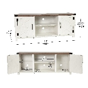 Ayrith Modern Farmhouse Barn Door TV Stand in White for TV's up to 65 Inches - 59 Inch Entertainment Center with Adjustable Shelf, GC-MBLK67-WH-GG