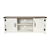 Ayrith Modern Farmhouse Barn Door TV Stand in White for TV's up to 65 Inches - 59 Inch Entertainment Center with Adjustable Shelf, GC-MBLK67-WH-GG