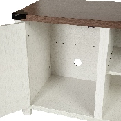 Ayrith Modern Farmhouse Barn Door TV Stand in White for TV's up to 65 Inches - 59 Inch Entertainment Center with Adjustable Shelf, GC-MBLK67-WH-GG