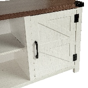 Ayrith Modern Farmhouse Barn Door TV Stand in White for TV's up to 65 Inches - 59 Inch Entertainment Center with Adjustable Shelf, GC-MBLK67-WH-GG