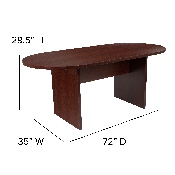 6 Foot (72 inch) Oval Conference Table in Mahogany, GC-TL1035-MHG-GG