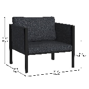 Black Patio Chair and Cushions, GM-201108-1S-CH-GG