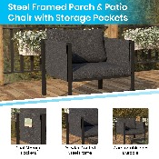 Black Patio Chair and Cushions, GM-201108-1S-CH-GG