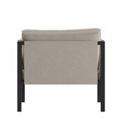 Lea Indoor/Outdoor Patio Chair with Cushions - Modern Steel Framed Chair with Storage Pockets, Black with Beige Cushions, GM-201108-1S-GY-GG