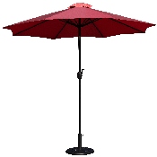 Red 9 FT Round Umbrella with Crank and Tilt Function and Standing Umbrella Base, GM-402003-UB19B-RED-GG