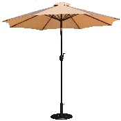Tan 9 FT Round Umbrella with Crank and Tilt Function and Standing Umbrella Base, GM-402003-UB19B-TAN-GG