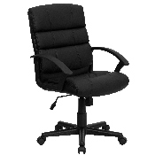 Mid-Back Black LeatherSoft Swivel Task Office Chair with Arms, GO-1004-BK-LEA-GG, GO-1004-BK-LEA-GG