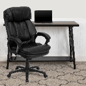 High Back Black LeatherSoft Executive Swivel Ergonomic Office Chair with Plush Headrest, Extensive Padding and Arms, GO-1097-BK-LEA-GG