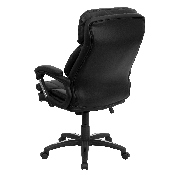 High Back Black LeatherSoft Executive Swivel Ergonomic Office Chair with Plush Headrest, Extensive Padding and Arms, GO-1097-BK-LEA-GG
