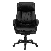 High Back Black LeatherSoft Executive Swivel Ergonomic Office Chair with Plush Headrest, Extensive Padding and Arms, GO-1097-BK-LEA-GG