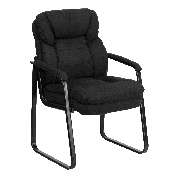Black Microfiber Executive Side Reception Chair with Lumbar Support and Sled Base, GO-1156-BK-GG