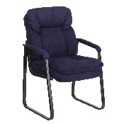 Navy Microfiber Executive Side Reception Chair with Lumbar Support and Sled Base, GO-1156-NVY-GG
