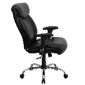 HERCULES Series Big & Tall 400 lb. Rated Black LeatherSoft Executive Ergonomic Office Chair with Full Headrest & Arms, GO-1235-BK-LEA-A-GG