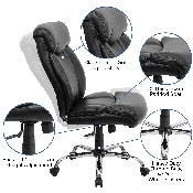 HERCULES Series Big & Tall 400 lb. Rated Black LeatherSoft Executive Ergonomic Office Chair with Full Headrest, GO-1235-BK-LEA-GG