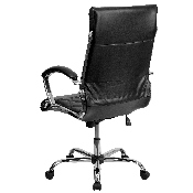 High Back Designer Quilted Black LeatherSoft Executive Swivel Office Chair with Chrome Base and Arms, GO-1297H-HIGH-BK-GG