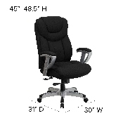 HERCULES Series Big & Tall 400 lb. Rated Black Fabric Executive Ergonomic Office Chair with Silver Adjustable Arms, GO-1534-BK-FAB-GG