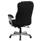 HERCULES Series Big & Tall 400 lb. Rated Black Fabric Executive Ergonomic Office Chair with Silver Adjustable Arms, GO-1534-BK-FAB-GG