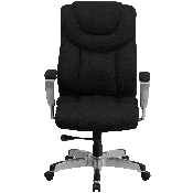 HERCULES Series Big & Tall 400 lb. Rated Black Fabric Executive Ergonomic Office Chair with Silver Adjustable Arms, GO-1534-BK-FAB-GG