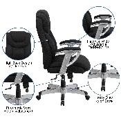 HERCULES Series Big & Tall 400 lb. Rated Black Fabric Executive Ergonomic Office Chair with Silver Adjustable Arms, GO-1534-BK-FAB-GG