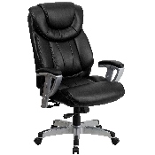 HERCULES Series Big & Tall 400 lb. Rated Black LeatherSoft Executive Ergonomic Office Chair with Silver Adjustable Arms, GO-1534-BK-LEA-GG