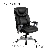 HERCULES Series Big & Tall 400 lb. Rated Black LeatherSoft Executive Ergonomic Office Chair with Silver Adjustable Arms, GO-1534-BK-LEA-GG