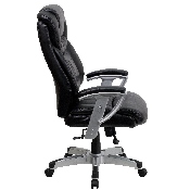 HERCULES Series Big & Tall 400 lb. Rated Black LeatherSoft Executive Ergonomic Office Chair with Silver Adjustable Arms, GO-1534-BK-LEA-GG