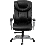 HERCULES Series Big & Tall 400 lb. Rated Black LeatherSoft Executive Ergonomic Office Chair with Silver Adjustable Arms, GO-1534-BK-LEA-GG