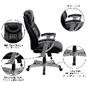 HERCULES Series Big & Tall 400 lb. Rated Black LeatherSoft Executive Ergonomic Office Chair with Silver Adjustable Arms, GO-1534-BK-LEA-GG