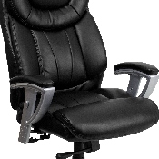 HERCULES Series Big & Tall 400 lb. Rated Black LeatherSoft Executive Ergonomic Office Chair with Silver Adjustable Arms, GO-1534-BK-LEA-GG