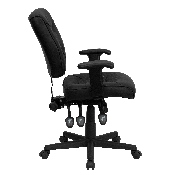 Mid-Back Black LeatherSoft Multifunction Swivel Ergonomic Task Office Chair with Adjustable Arms, GO-1574-BK-A-GG