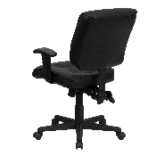 Mid-Back Black LeatherSoft Multifunction Swivel Ergonomic Task Office Chair with Adjustable Arms, GO-1574-BK-A-GG