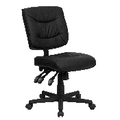 Mid-Back Black LeatherSoft Multifunction Swivel Ergonomic Task Office Chair, GO-1574-BK-GG
