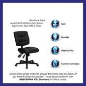 Mid-Back Black LeatherSoft Multifunction Swivel Ergonomic Task Office Chair, GO-1574-BK-GG