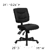 Mid-Back Black LeatherSoft Multifunction Swivel Ergonomic Task Office Chair, GO-1574-BK-GG