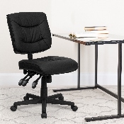 Mid-Back Black LeatherSoft Multifunction Swivel Ergonomic Task Office Chair, GO-1574-BK-GG