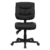 Mid-Back Black LeatherSoft Multifunction Swivel Ergonomic Task Office Chair, GO-1574-BK-GG