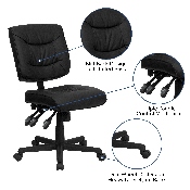 Mid-Back Black LeatherSoft Multifunction Swivel Ergonomic Task Office Chair, GO-1574-BK-GG
