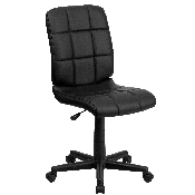 Mid-Back Black Quilted Vinyl Swivel Task Office Chair, GO-1691-1-BK-GG