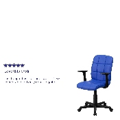 Mid-Back Blue Quilted Vinyl Swivel Task Office Chair with Arms, GO-1691-1-BLUE-A-GG