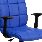Mid-Back Blue Quilted Vinyl Swivel Task Office Chair with Arms, GO-1691-1-BLUE-A-GG