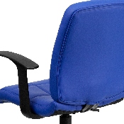 Mid-Back Blue Quilted Vinyl Swivel Task Office Chair with Arms, GO-1691-1-BLUE-A-GG