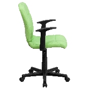 Mid-Back Green Quilted Vinyl Swivel Task Office Chair with Arms, GO-1691-1-GREEN-A-GG