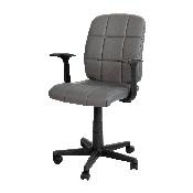 Mid-Back Gray Quilted Vinyl Swivel Task Office Chair with Arms, GO-1691-1-GY-A-GG