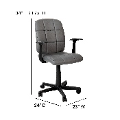 Mid-Back Gray Quilted Vinyl Swivel Task Office Chair with Arms, GO-1691-1-GY-A-GG