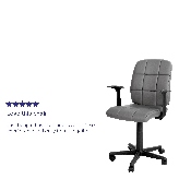 Mid-Back Gray Quilted Vinyl Swivel Task Office Chair with Arms, GO-1691-1-GY-A-GG