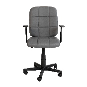 Mid-Back Gray Quilted Vinyl Swivel Task Office Chair with Arms, GO-1691-1-GY-A-GG