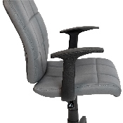 Mid-Back Gray Quilted Vinyl Swivel Task Office Chair with Arms, GO-1691-1-GY-A-GG